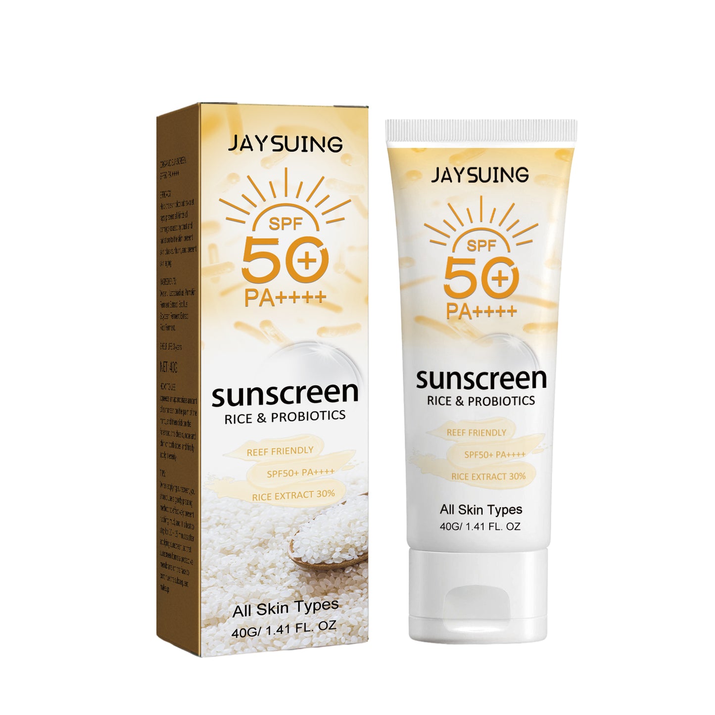 Jaysuing Probiotic Rice Organic Protective Cream, Face Body Non-greasy Outdoor UV Protection Cream