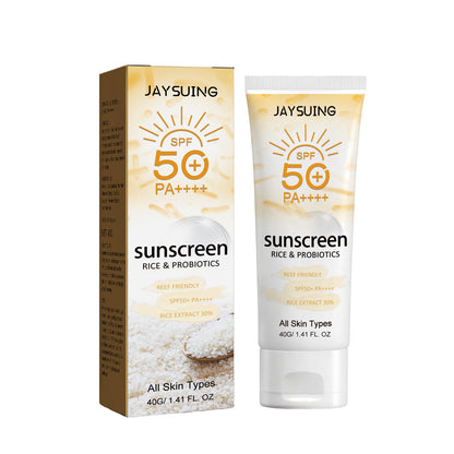 Jaysuing Probiotic Rice Organic Protective Cream, Face Body Non-greasy Outdoor UV Protection Cream