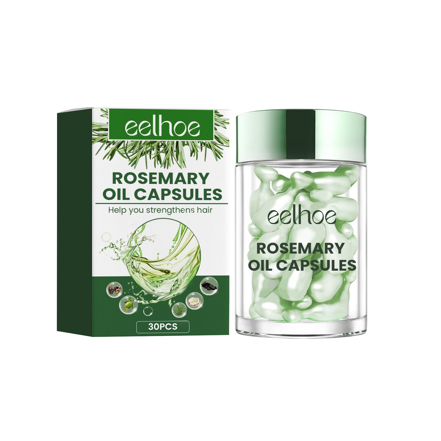 EELHOE Rosemary Oil Capsules, Nourish Hair Roots Prevent The Loss Of Solid Hair And Hair Moisturizing Hair Care Essential Oil
