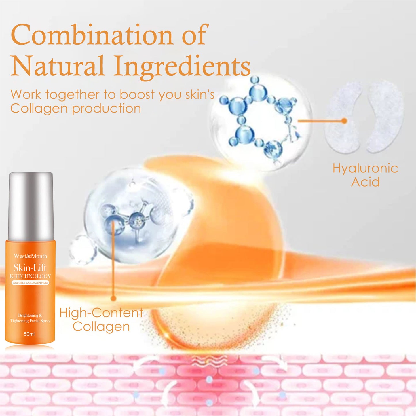 West&Month Collagen Eye Mask Spray, Anti-Aging Recombination Anti-Wrinkle Hydrating Anti-Aging Spray