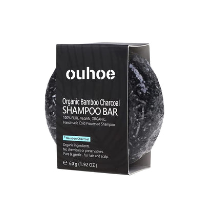 OUHOE Organic Bamboo Charcoal Shampoo Bar, Deep Cleansing Scalp Strong And Strong Hair Nourishing Repair Improve Dry Shampoo Soap