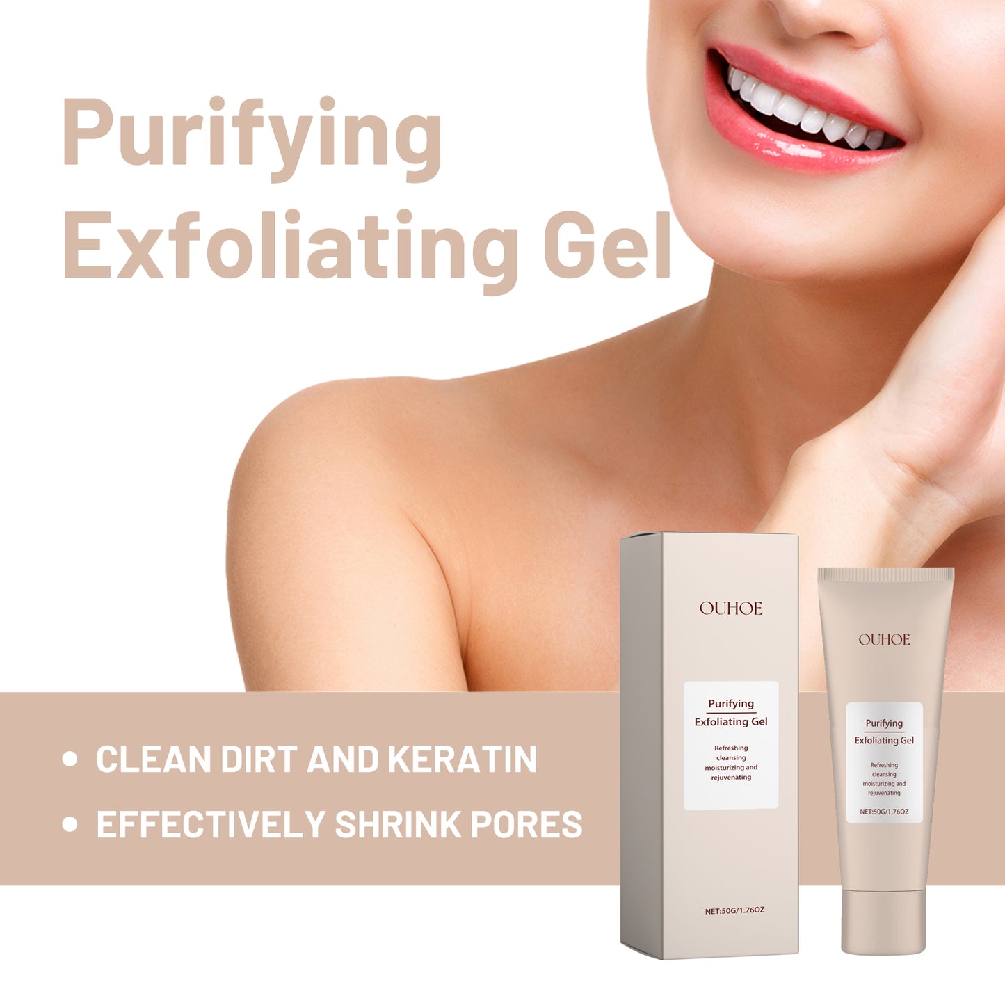 OUHOE Purifying Exfoliating Gel, Skin Mildly Tender Skin Cutin Clean Pores Blackhead Gel