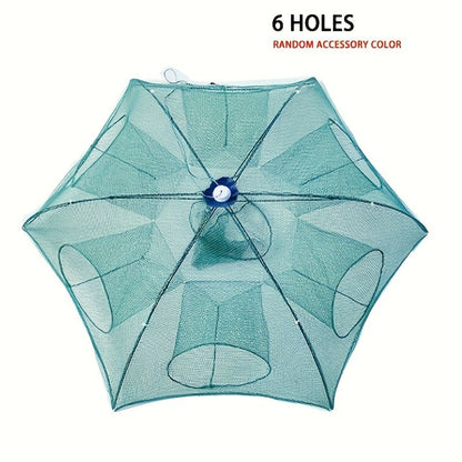 1 piece foldable hexagonal fishing net, various sizes - portable PA nylon net, suitable for mackerel, red crab, crab, etc. - dark green, easy outdoor fishing tool, suitable for Father's Day and holidays, fishing net