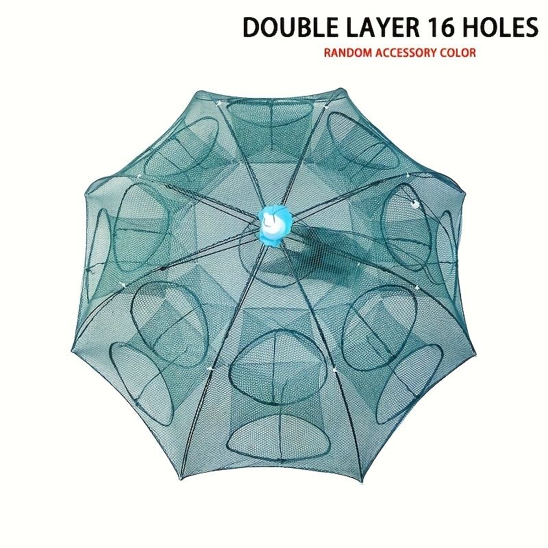 1 piece foldable hexagonal fishing net, various sizes - portable PA nylon net, suitable for mackerel, red crab, crab, etc. - dark green, easy outdoor fishing tool, suitable for Father's Day and holidays, fishing net