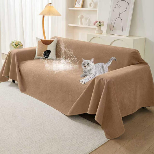 71" x 91" Couch Protector from Cat Claws, Waterproof Couch Cover Anti Slip,Couch Cover 3 Cushion Sofa Washable,Anti-Scratch Pet Sofa Cover Heavy Duty - Brown