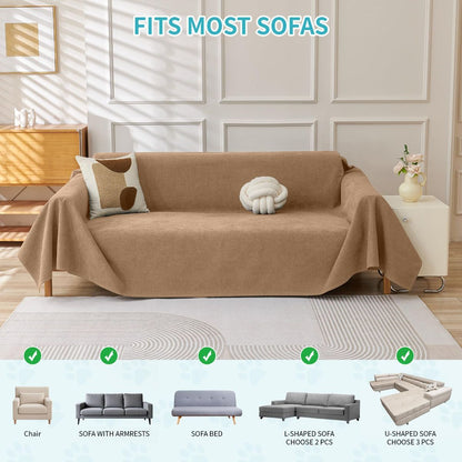 71" x 91" Couch Protector from Cat Claws, Waterproof Couch Cover Anti Slip,Couch Cover 3 Cushion Sofa Washable,Anti-Scratch Pet Sofa Cover Heavy Duty - Brown