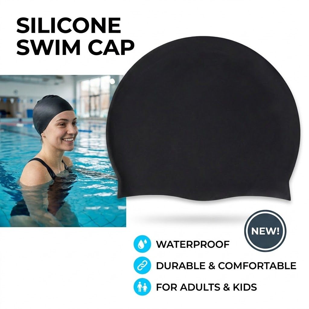Silicone Swimming Cap Large Waterproof Swim Hat for Long Hair Men Women Adults-Pink