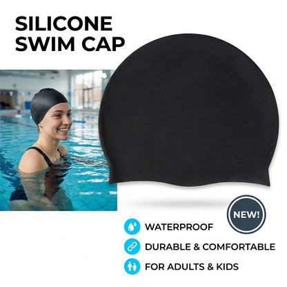 Silicone Swimming Cap Large Waterproof Swim Hat for Long Hair Men Women Adults-Pink