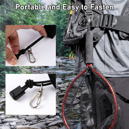 Fly Fishing Net Handle, Fishing Landing Nets Aluminum Alloy Frame, Rubber Coated Mesh Trout Net Kayak Fishing Nets