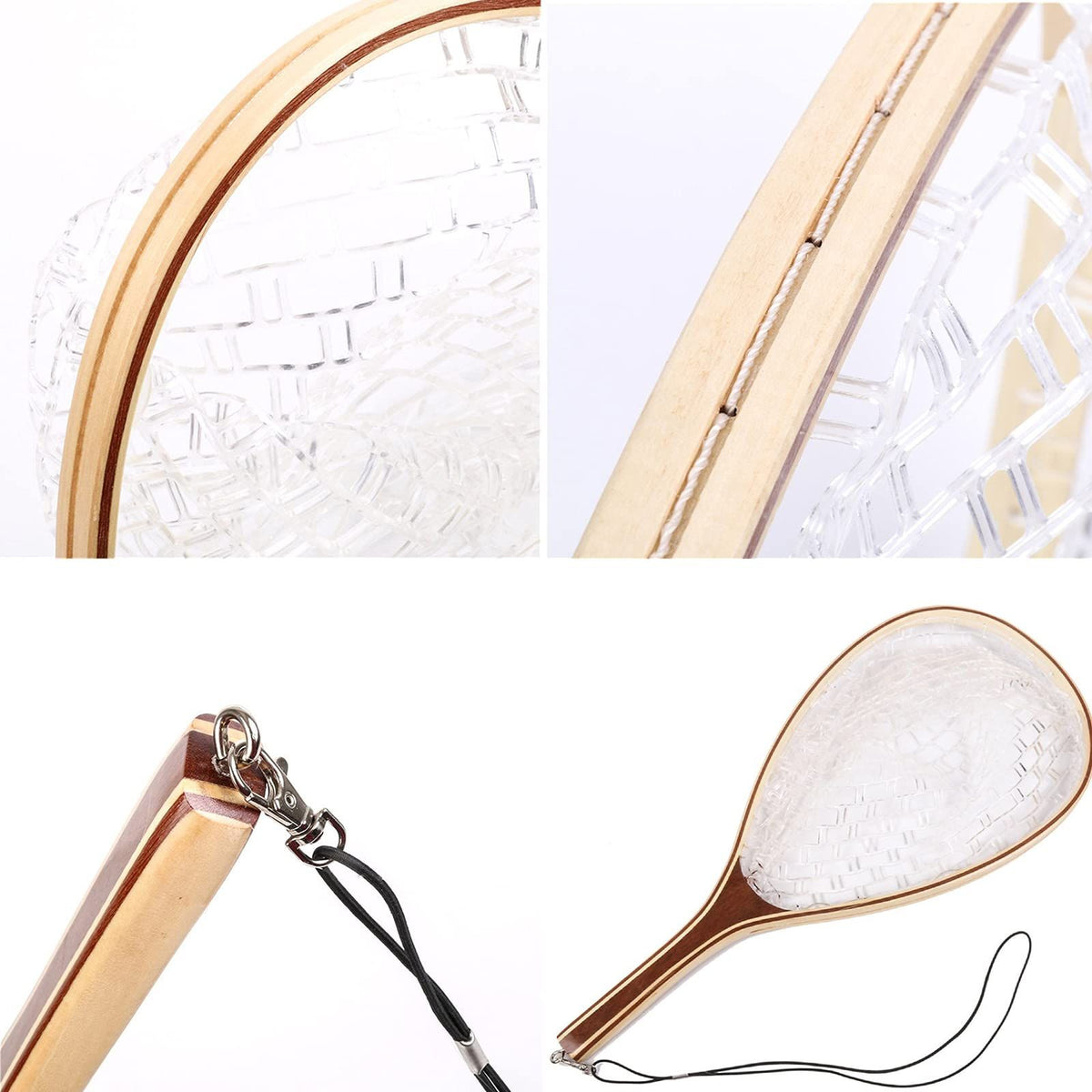 Fly Fishing Landing Net Trout Fishing Net, Soft Rubber Catch and Release Fish Net with Wooden Handle Frame, Gifts for Him