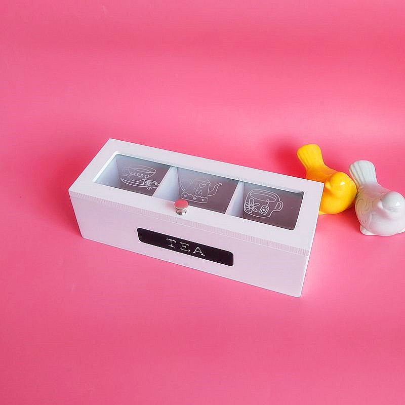 Compartments Bamboo System Tea Bag Storage Box Jewelry Organizer Tea Box Organizer Wood Sugar Packet Container