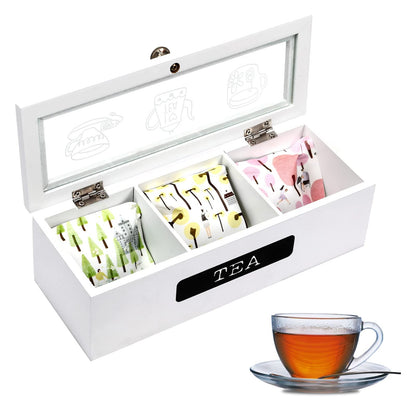 Compartments Bamboo System Tea Bag Storage Box Jewelry Organizer Tea Box Organizer Wood Sugar Packet Container