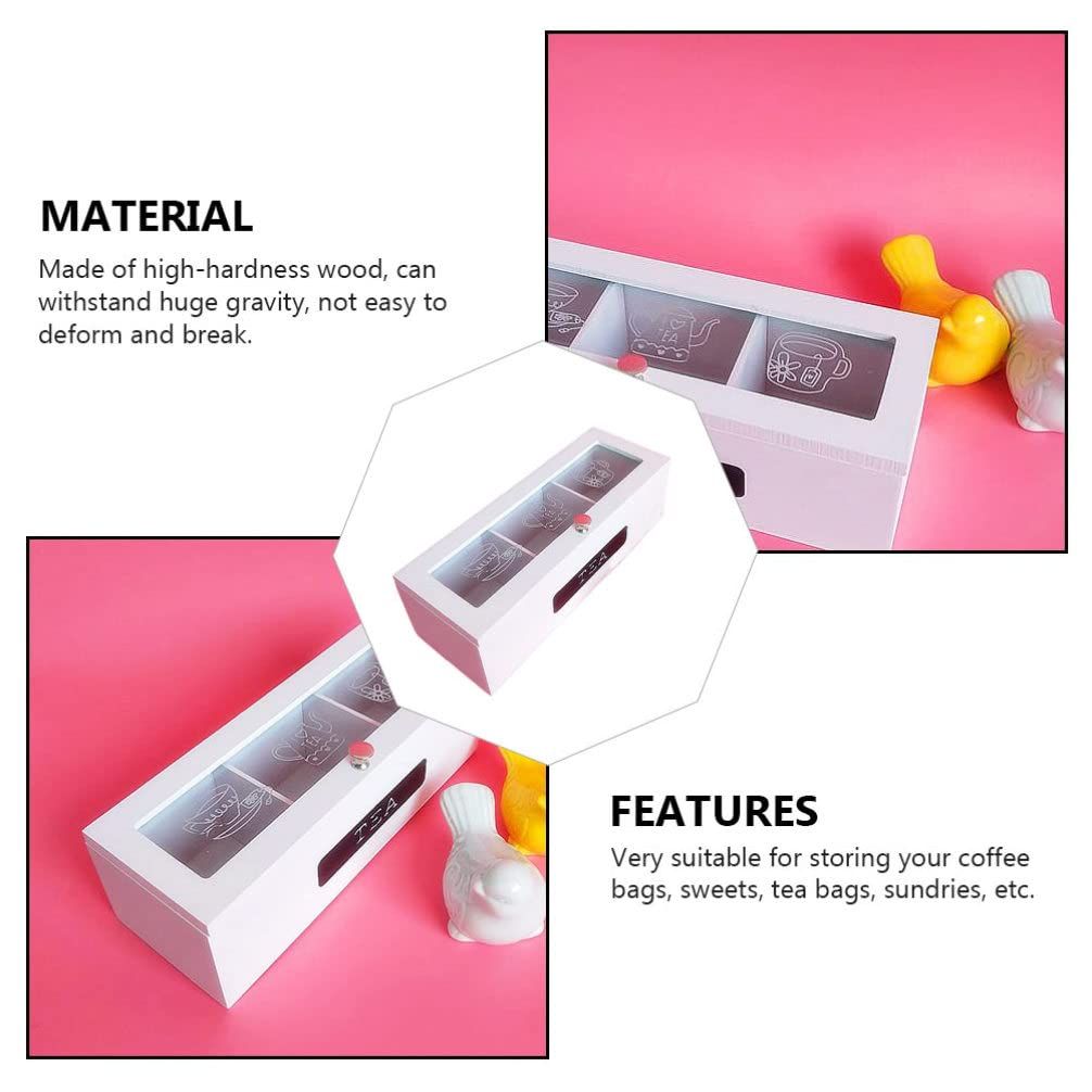 Compartments Bamboo System Tea Bag Storage Box Jewelry Organizer Tea Box Organizer Wood Sugar Packet Container
