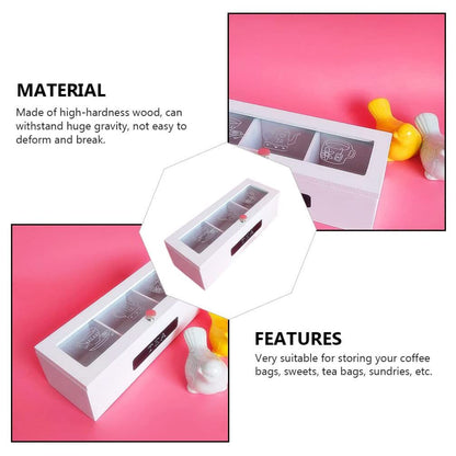 Compartments Bamboo System Tea Bag Storage Box Jewelry Organizer Tea Box Organizer Wood Sugar Packet Container