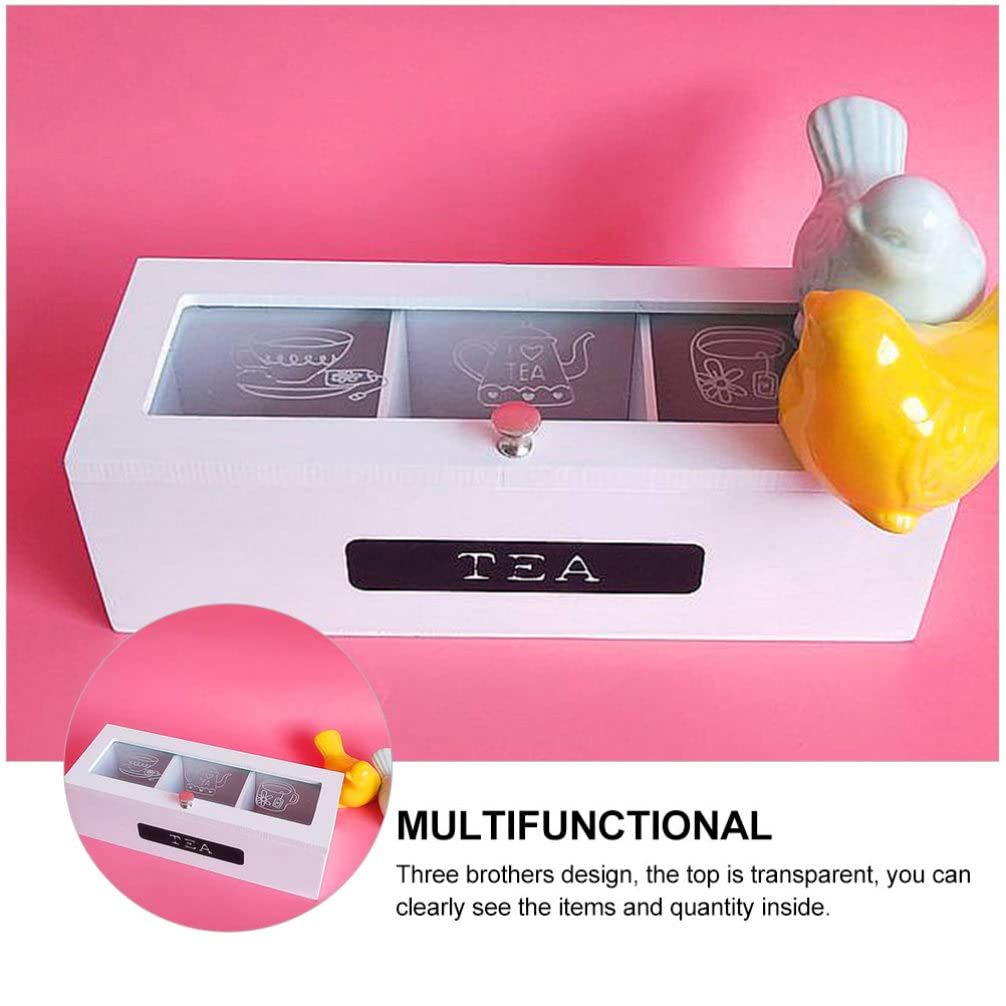 Compartments Bamboo System Tea Bag Storage Box Jewelry Organizer Tea Box Organizer Wood Sugar Packet Container