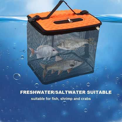 Floating Fish Keeper Net Bag Portable Quick Dry Mesh Storage for Sea and Rock Fishing-Orange L