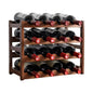 CARLA HOME 4 Tier Wooden Wine Rack, 16 Bottle Storage, Brown