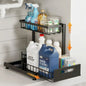 CARLA HOME 2 Tier Under Sink Organiser - Sliding Drawer - Black - Adjustable Under Sink Organiser