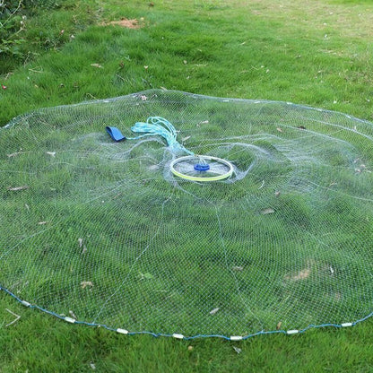 8Ft 12Ft Fishing Cast Net Quick Throw Nylon Mesh Drawstring Chain Bottom Spread - 2.4M