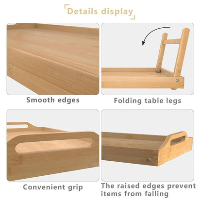 Small Folding Bed Table Portable Laptop Desk Flat Storage Tray for Home Office