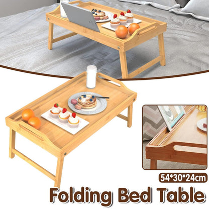 Small Folding Bed Table Portable Laptop Desk Flat Storage Tray for Home Office