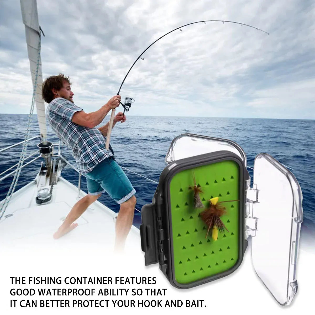 Fly Fishing Hook Box Portable for Fishing Fly Bait Hair Hook Secure Storage