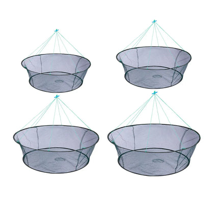 Open Folding Fishing Net Round Fishnet Portable Fish Pocket for Outdoor Angling - 80cm