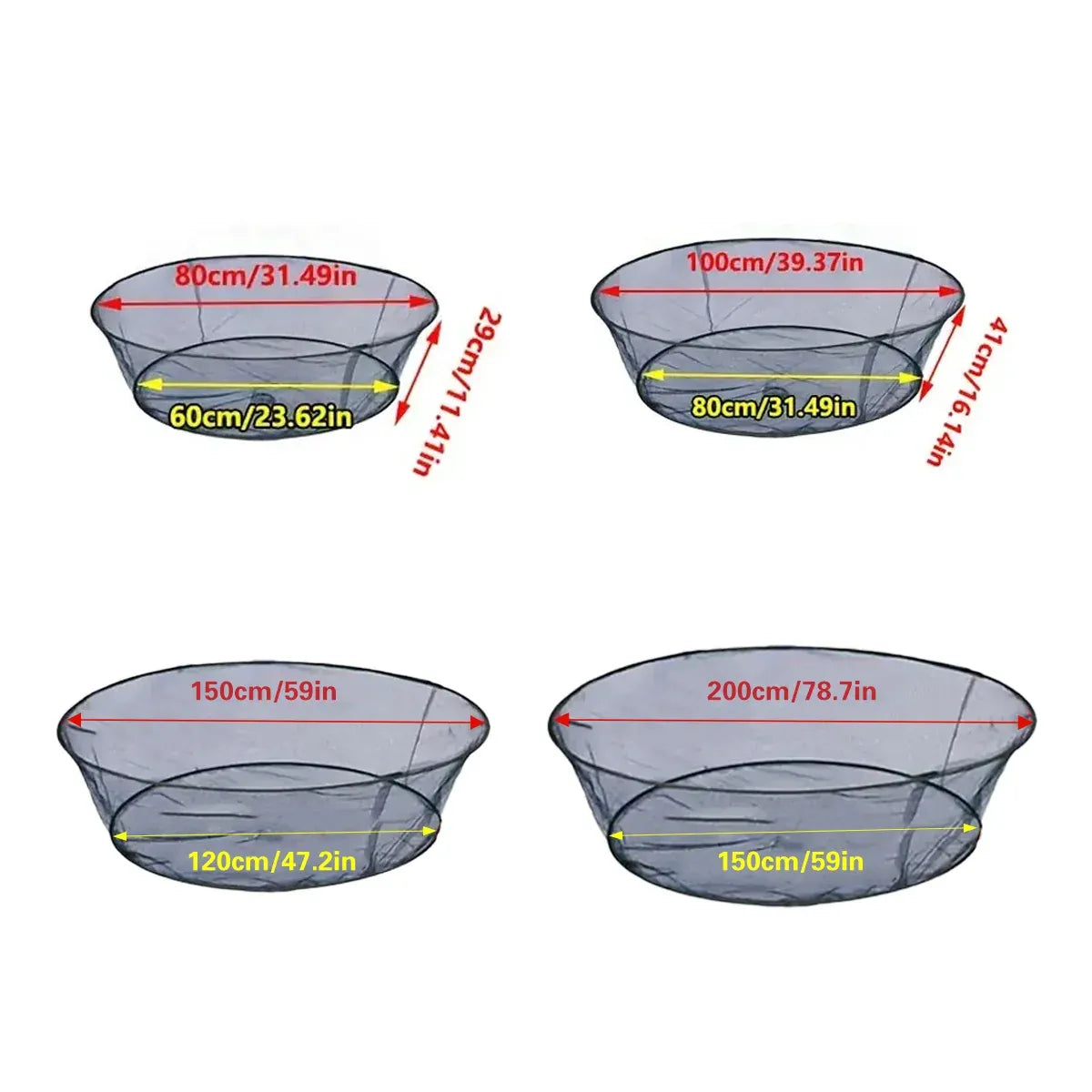 Open Folding Fishing Net Round Fishnet Portable Fish Pocket for Outdoor Angling - 80cm