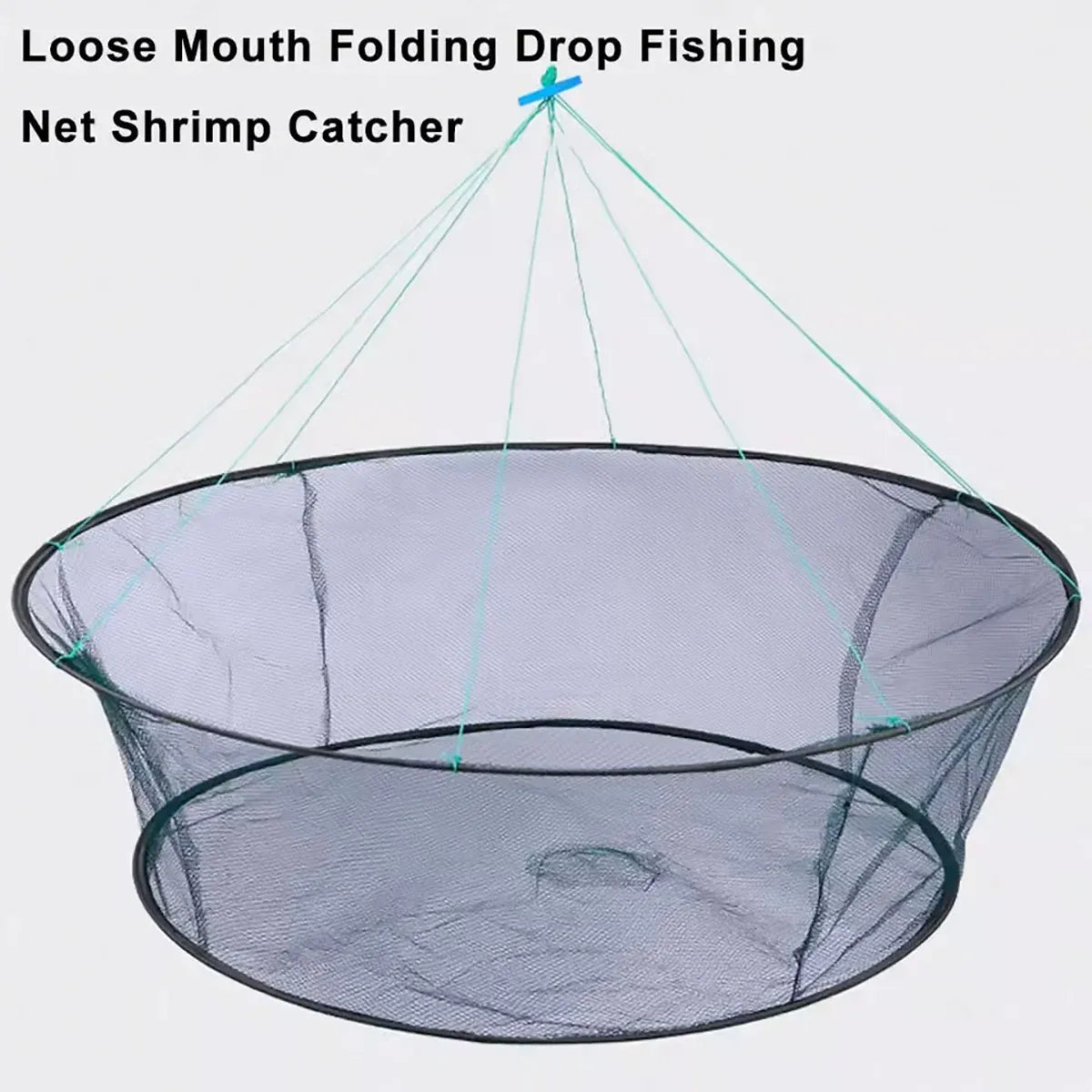 Open Folding Fishing Net Round Fishnet Portable Fish Pocket for Outdoor Angling - 80cm