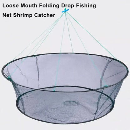 Open Folding Fishing Net Round Fishnet Portable Fish Pocket for Outdoor Angling - 80cm
