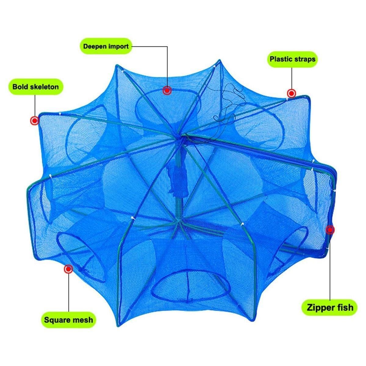 6/8/10 Holes Fishing Net Small Foldable Square Folding Shrimp Eel Lobster Trap - 6Holes
