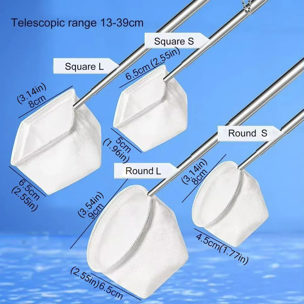 Retractable Fish Net for Fish Tank Pocket Fishing Net with Handle Aquarium Tools - Round-L