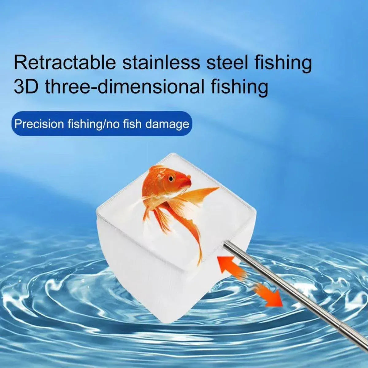 Retractable Fish Net for Fish Tank Pocket Fishing Net with Handle Aquarium Tools - Round-L