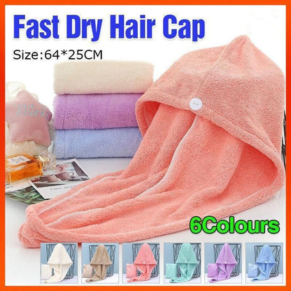 Fast Dry Hair Cap Wrap Towel Quick Drying Turban Bath Head Magic Wrap Hat Spa Au - Green