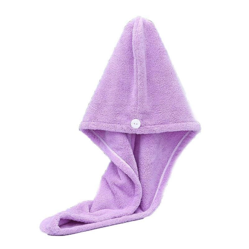 Fast Dry Hair Cap Wrap Towel Quick Drying Turban Bath Head Magic Wrap Hat Spa Au - Purple