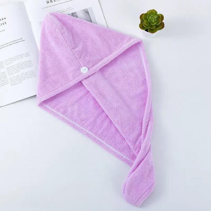 Fast Dry Hair Cap Wrap Towel Quick Drying Turban Bath Head Magic Wrap Hat Spa Au - Purple