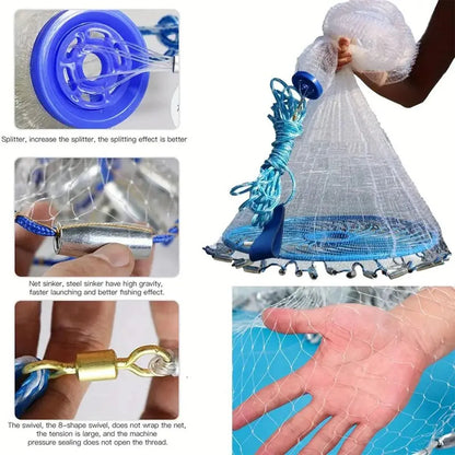 Frisbee Hand Casting Fishing Net Easy Throw Bait Net Swinging Tackle Gear - 360cm