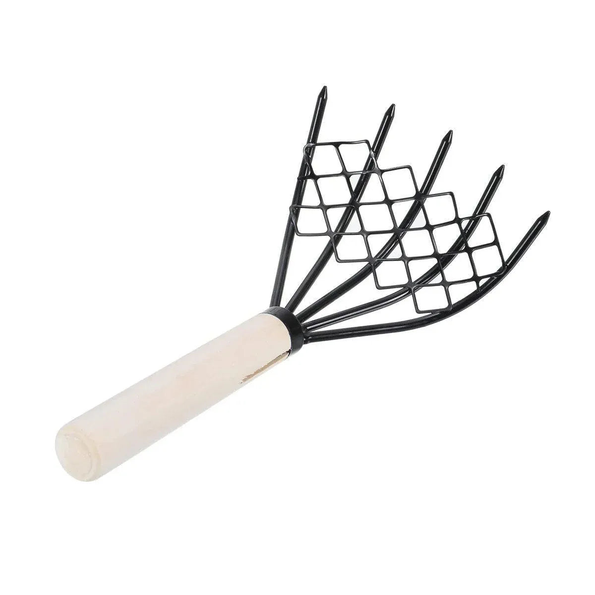 2X Clam Rake Net 5Claw Wood Handle Rake Shell Digging Tool Dig Seafood Tool