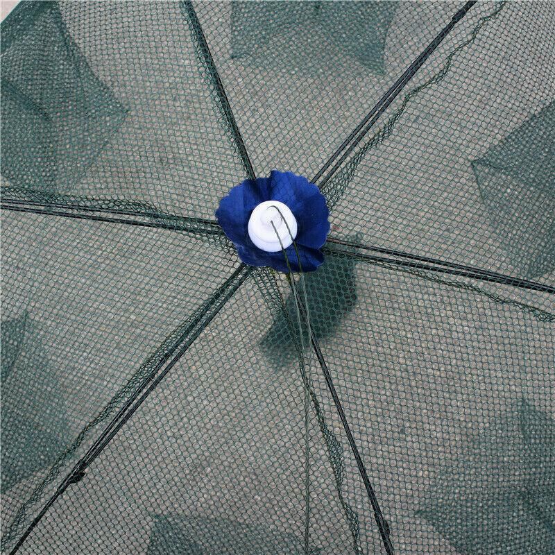 Large Fishing Net Fish Crab Yabbie Trap Minnow Crawfish Shrimp Cage Net Foldable - 10 Side 10 Holes