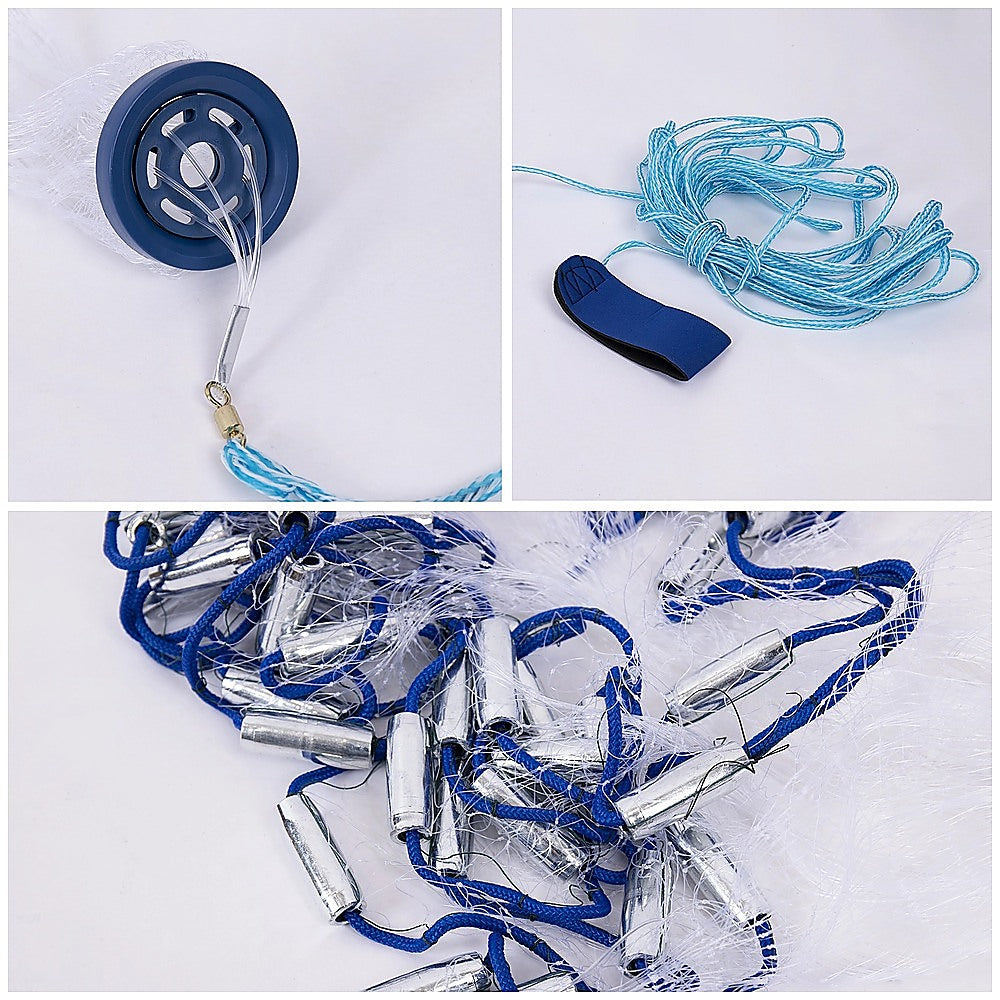 3m Nylon Fishing Cast Net – Quick Throw Mesh with Chain Weights & Drawstring