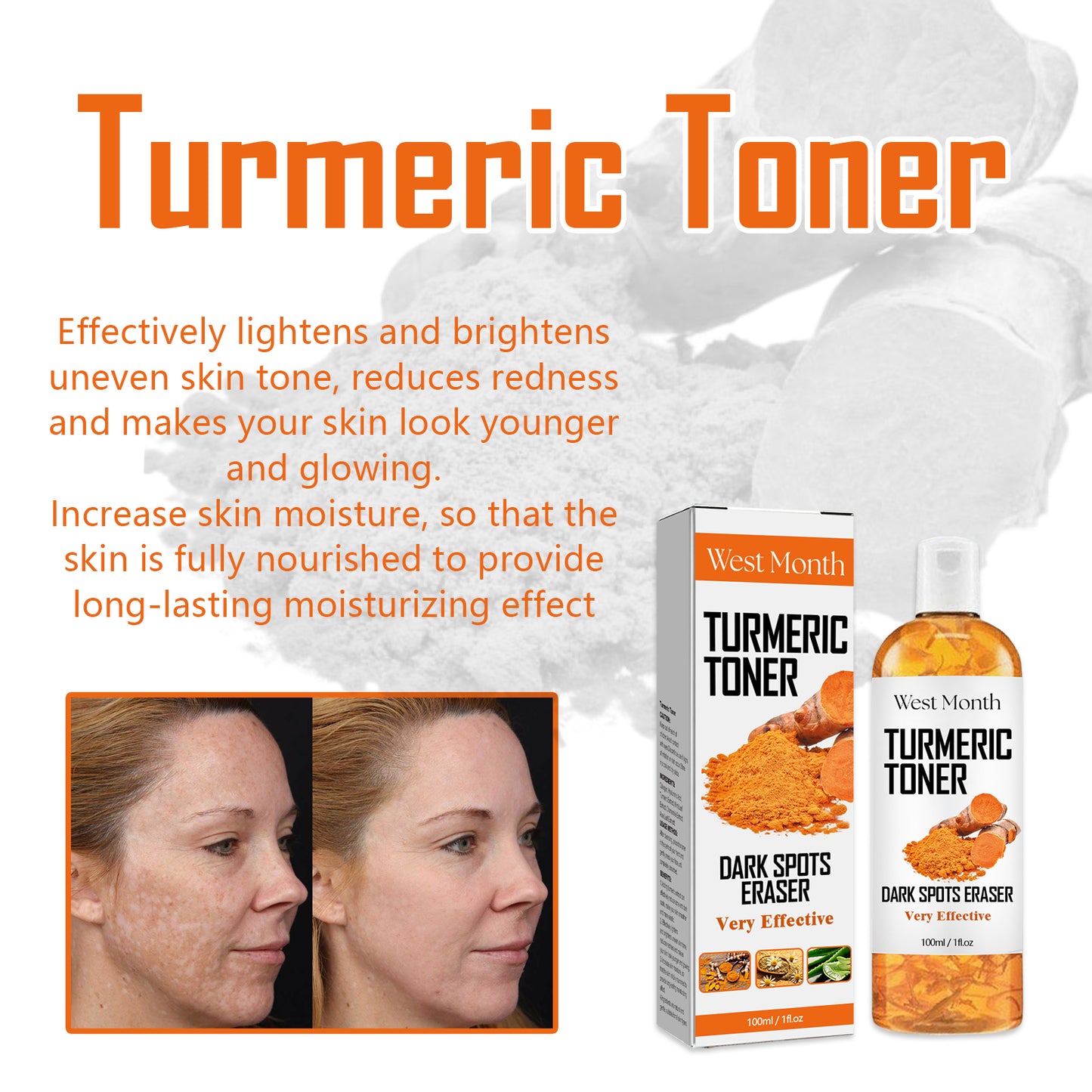 West&Month Turmeric Toner, Deep Hydrating Firming And Moisturizing Facial Skin Toner