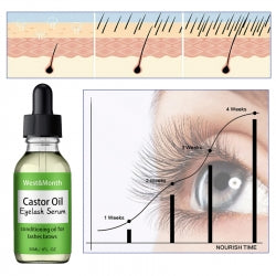 West&Month Castor Oil Eyelash Serum, Natural Slender Long Moist Curl Gentle Black Dense Beautiful