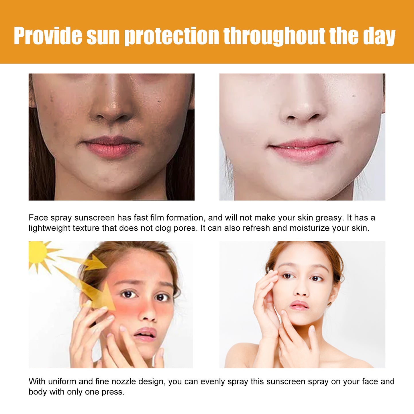 EELHOE Small Aperture Protective Spray, Isolation, Uv Protection, Waterproof, Sweat Proof, White And Clear Skin Feeling
