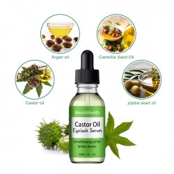 West&Month Castor Oil Eyelash Serum, Natural Slender Long Moist Curl Gentle Black Dense Beautiful