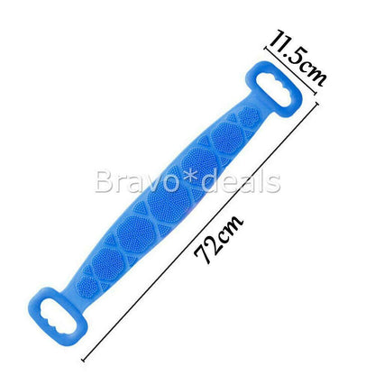 Bath Towel Silicone Exfoliating Back Strap Scrub Shower Body Scrubber Brush Wash  Purple