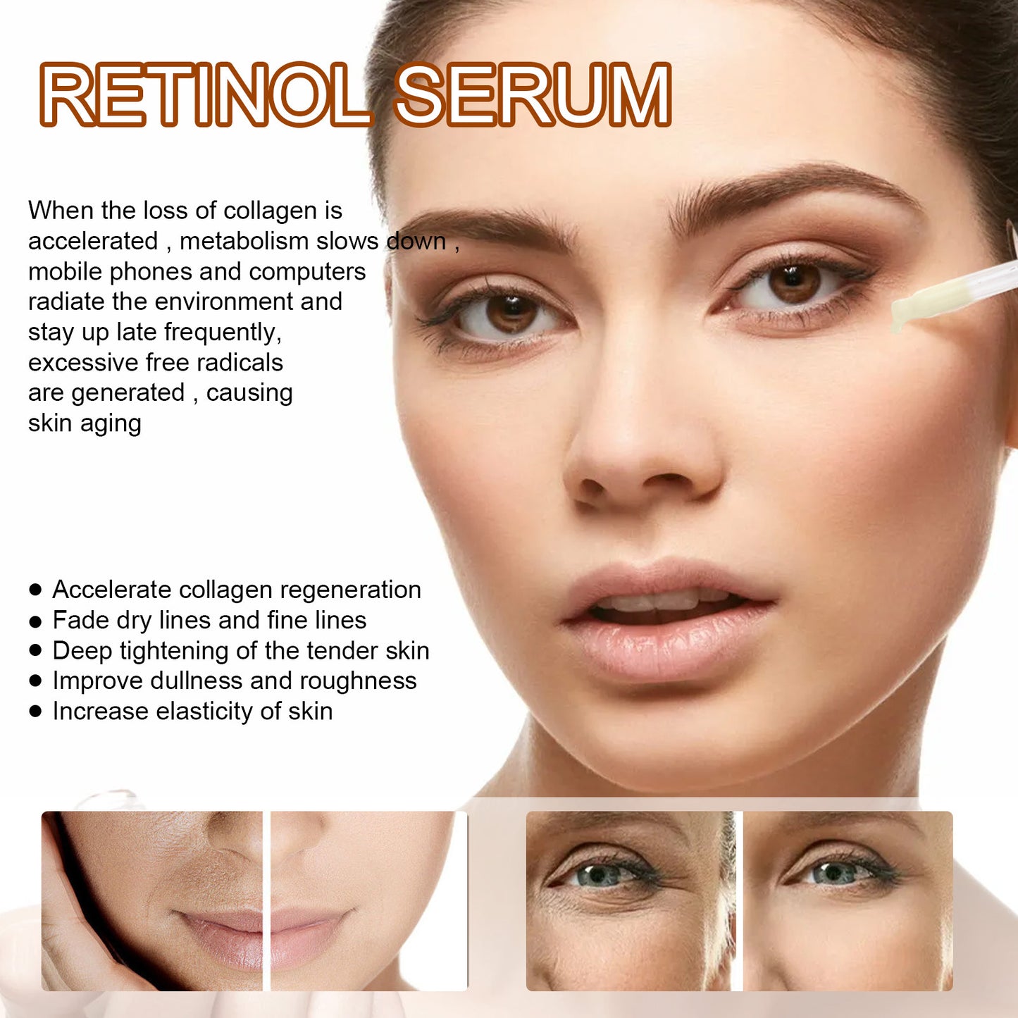 EELHOE Retinol Face Serum, Lightening Fine Lines, Hydrating, Firming, Anti Aging A Pple Skin Repair E Ssence